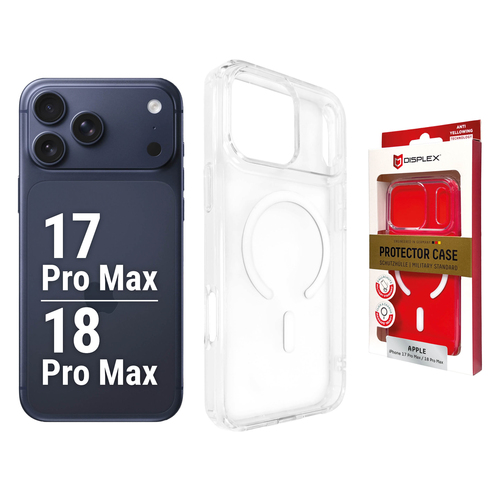 Displex Premium Protective Case for Apple iPhone 18 Pro Max/17 Pro Max, Clear, Military-Grade Protection, MagSafe Compatible, Anti-Yellowing, Protector Case