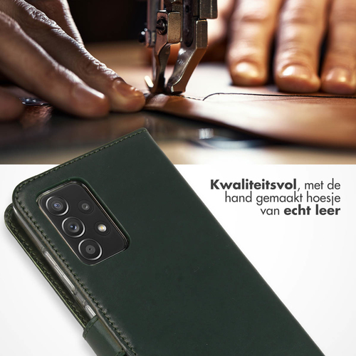Selencia Echt Lederen Bookcase Samsung Galaxy A52(s) (5G/4G) - Groen, afbeelding 2
