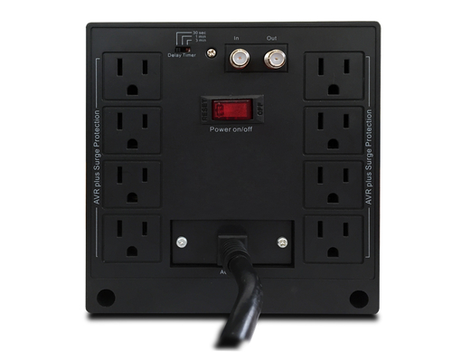 CDP R-AVR3008 3000VA/1500W AVR, 8 Salidas, 525 julios, Sistema de retardo de encendido, Proteccion Coaxial, 120 Vac imagen 2