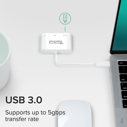 Plugable Technologies USB C to HDMI Multiport Adapter, Driverless 3-in-1 USB C Hub with 4K HDMI Output, USB 3.0 and USB-C Charging Port, Compatible with MacBook – image 5