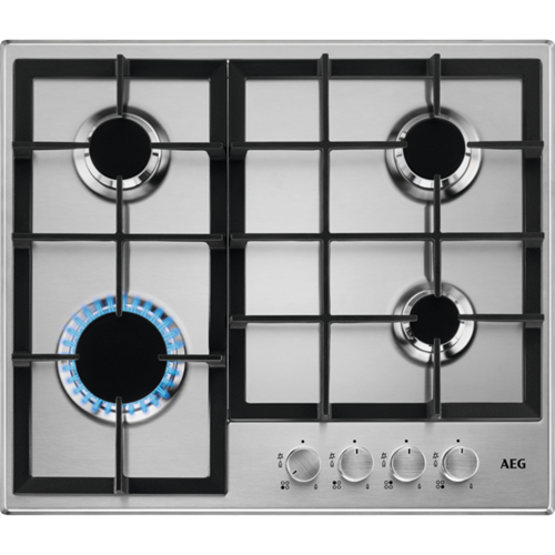 AEG HGB64200SM Черный, Нержавеющая сталь Встроенный 59 cm Газовый 4 зона(ы)