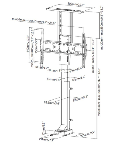Equip 37-65" motor. TV-Lift, fernbedienbar, afbeelding 10