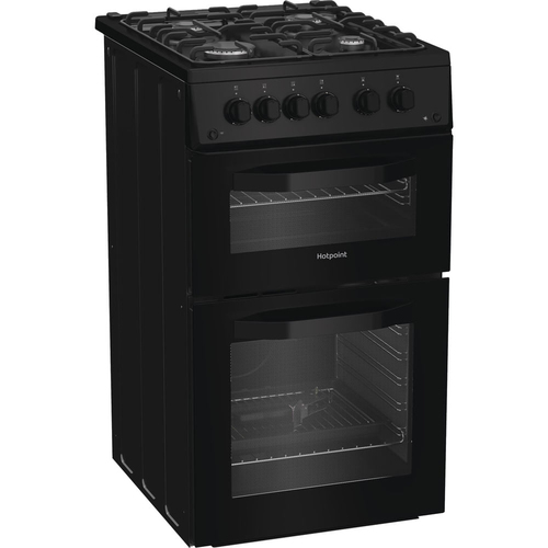 Hotpoint HTG5GCB 50cm wide Single Oven Gas Cooker - Black - A+/A Rated, Black - image 3