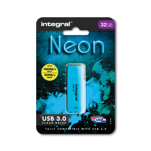 Integral 32GB USB3.0 DRIVE NEON BLUE UP TO R-100 W-30 MBS – image 2