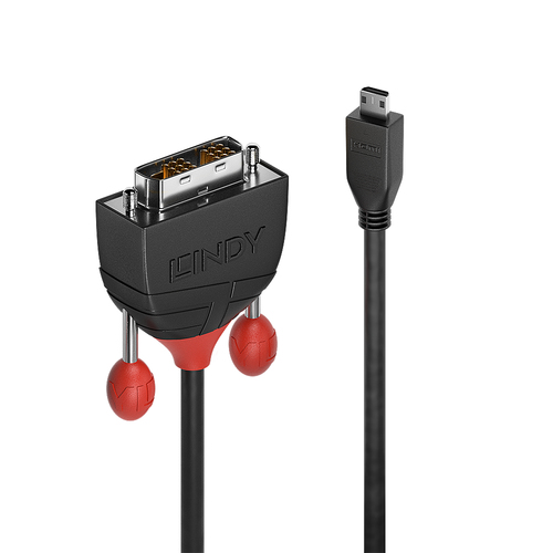 Lindy 36285 Videokabel-Adapter 0,5 m HDMI Typ D (Mikrofon) DVI-D Schwarz