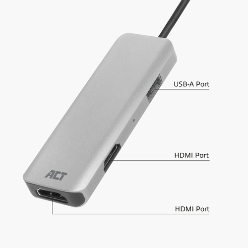 ACT Connectivity USB-C 4K multiport adapter voor 2 HDMI schermen, USB-A datapoort, afbeelding 3