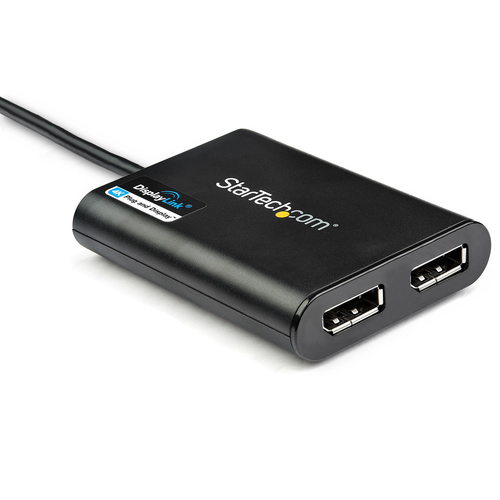 StarTech.com USB 3.0 to Dual DisplayPort Adapter 4K 60Hz, DisplayLink Certified, Video Converter with External Graphics Card - Mac & PC (USB32DP24K60) DisplayPort adapter 30cm Sort – billede 2
