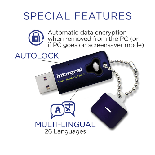 Integral 16GB HARDWARE ENCRYPTED USB 3.0 DRIVE SECURE DUAL PASSWORD ADMIN/USER 256 AES FIPS 140-2 CRYPTO – image 4