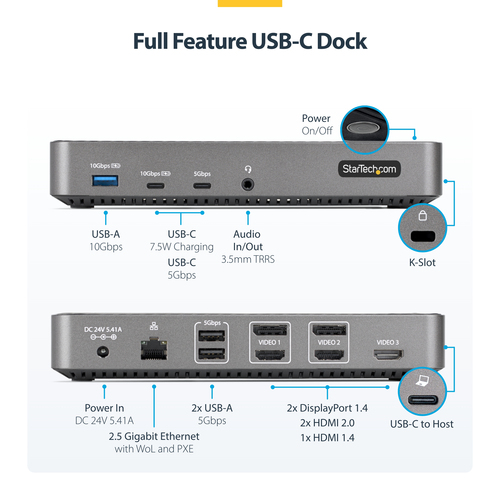 StarTech.com USB-C Triple Monitor Docking Station for MacBook Pro / Air M1 M2 M3 M4 M5 & Windows, Universal 4K HDMI DP Dock, Thunderbolt Compatible – image 9