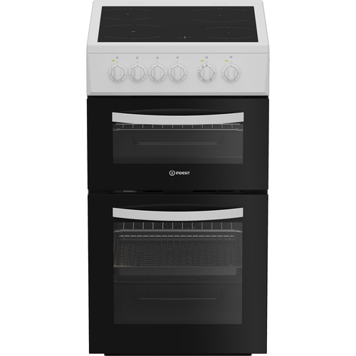 Indesit ITE5VMW 50cm Wide Single Oven Electric Cooker with Ceramic Hob - White - A/A Rated, White - image 1