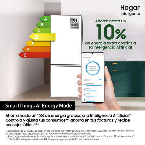Samsung Frigorífico Combi Integrable 193.5cm 298L Clase D Blanco BRB80F30ADS0EF