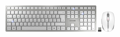 CHERRY JD-9100CH-1 клавиатура Мышь входит в комплектацию Дом/офис РЧ беспроводной + Bluetooth QWERTZ Swiss Серебристый, Белый