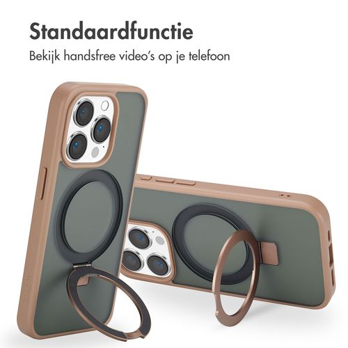 Accezz Ring Stand Backcover met MagSafe iPhone 15 Pro - Brown, afbeelding 3