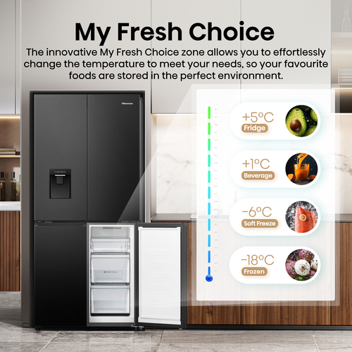 Hisense PureFlat RQ5P470SMFE Smart Fridge Freezer - Black Stainless Steel, Stainless Steel - image 7