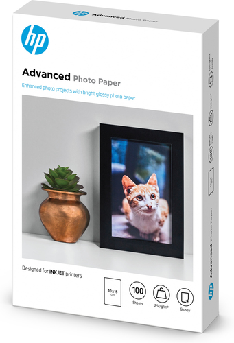 Papier fotograficzny HP Advanced, błyszczący – 100 arkuszy/10 x 15 cm bez marginesów