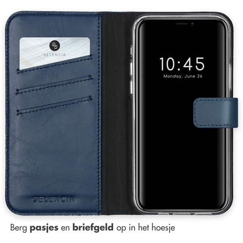 Selencia Echt Lederen Bookcase iPhone 12 (Pro) - Blauw, afbeelding 3
