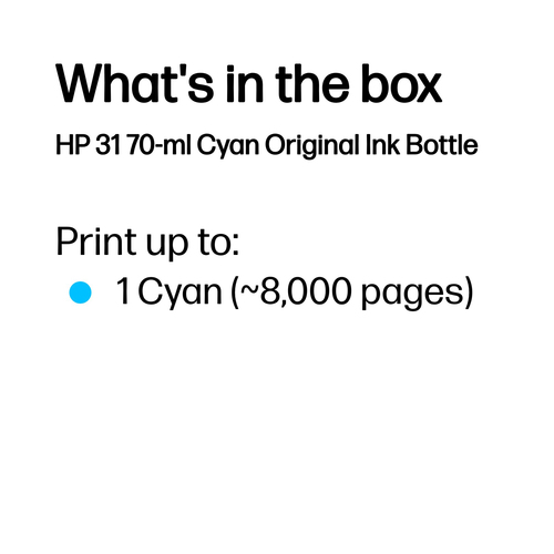 HP 31 Original Ink Bottle 70-ml Cyan 1VU26AE - image 3