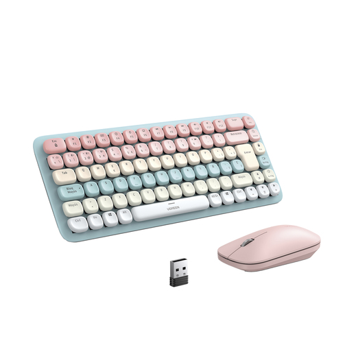 25178 PAQUETE DE TECLADO Y MOUSE INALÁMBRICO UGREEN ROSA 25178