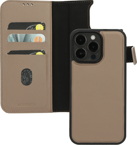 Mobiparts Leather 2 in 1 Wallet Case Apple iPhone 15 Pro Max Taupe - Smartphonehoesje