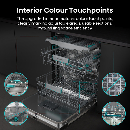 Hisense HV673A60UK Full-size Fully Integrated WiFi-enabled Dishwasher, Silver/Grey - image 6