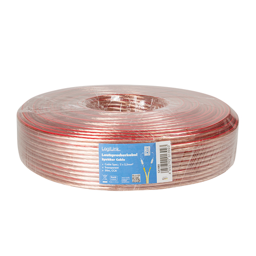 LogiLink Speakerkabel, 2x2.50 mm2, 50 m transparant
