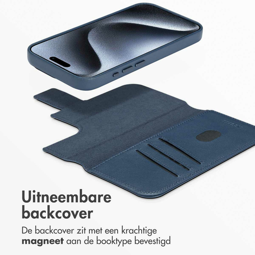Accezz Leather Bookcase 2-in-1 met MagSafe iPhone 15 Pro - Nightfall Blue, afbeelding 6