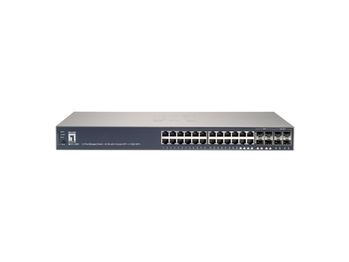 LevelOne 28-Port L2 Plus Managed Gigabit Ethernet Switch, 4 Ports SFP/RJ45 Combo, 4 Ports SFP+ 10-Gigabit – image 3