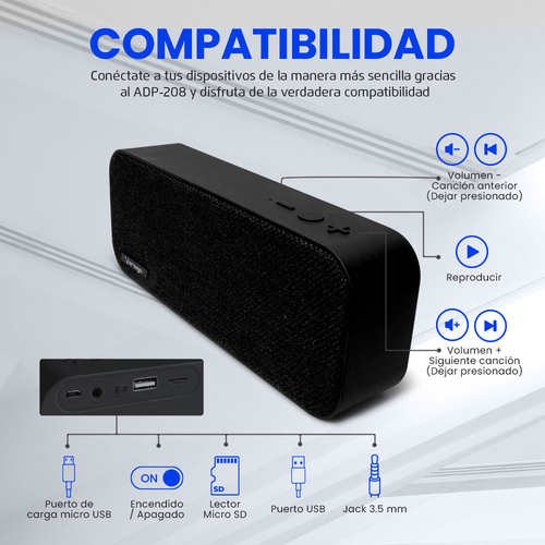 Bocina Portátil Bluetooth VORAGO BSP-150