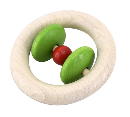Voggenreiter 1124 roti houten rammelaar ring rood-groen, afbeelding 2