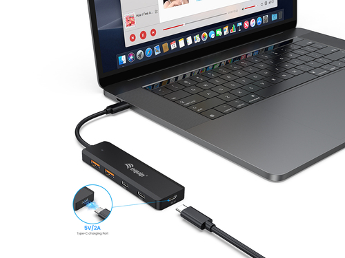 aquip USB-Hub 4-Port 3.2 ->2xUSB-C, 2xUSB-A o.voeding zwart, afbeelding 5