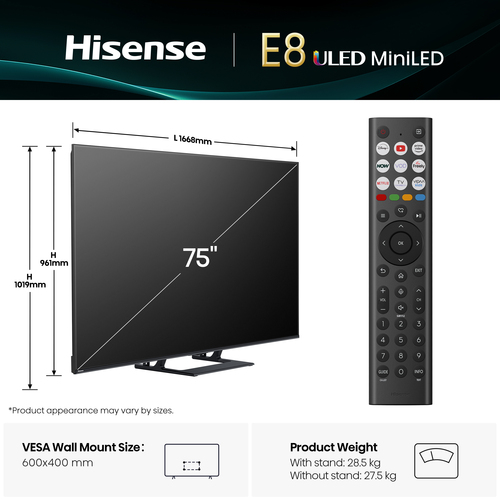 Hisense E8QTUK 75 inch Smart 4K Ultra HD Mini-LED TV - image 4