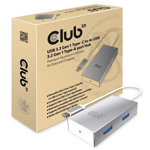 CLUB3D The Club 3D CSV-1541 USB 3.1 Gen 1 Type-C to 4x USB Type-A Data and Charging Hub – image 3