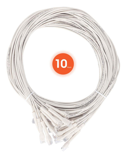 CAT6 U/UTP FLEXIBOOT SLIM NETWORK PATCH CABLE, 3 FT., WHITE, 10-PACK