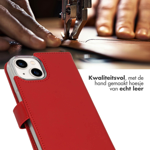Selencia Echt Lederen Bookcase iPhone 14 - Rood, afbeelding 2
