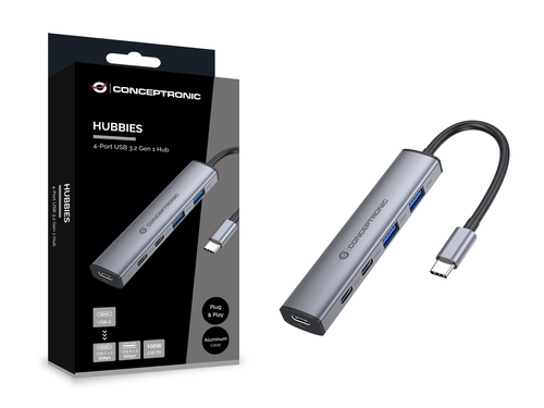 Conceptronic HUBBIES22G 4-Port USB 3.2 Gen 1 Hub, 2 x USB-C & 2 x USB-A Ports, 5Gbps, USB-C PD – image 5