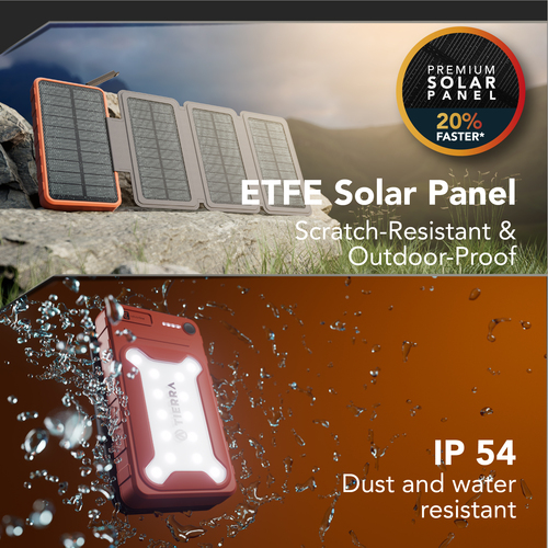 Cellularline POWER BANK SOLAR PRO 4 PANNELLI SOLARI ETFE 1.5W 10.000 MAH 20W DOPPIA PORTA USB A+C ARANCIONE – image 5
