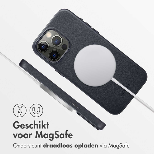 Accezz MagSafe Leather Backcover iPhone 15 Pro Max - Onyx Black, afbeelding 3