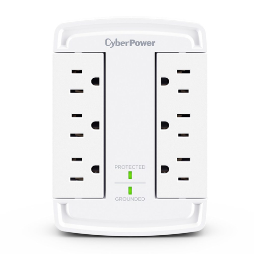 CYBERPOWER CSB6WS SURGE 800V 5-15P WALL TAP WHITE