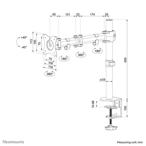 Neomounts NM-D135SILVER monitorarm, afbeelding 9