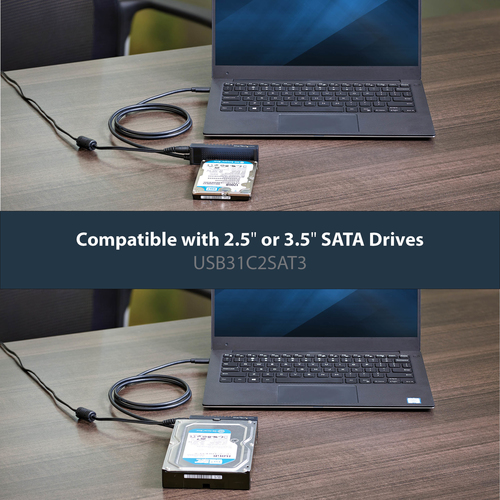 StarTech.com USB C to SATA Adapter Cable - for 2.5 / 3.5 SATA Drives - 10Gbps - USB 3.1 - SATA to USB Adapter - External Hard Drive Cable (USB31C2SAT3) Lagringskontrol – billede 7