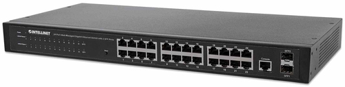 Intellinet 24-Port Network Switch, 24-Port (RJ45), Rackmount, Gigabit, 4 SFP, Ethernet Web-Smart, 10/100/1000 Mbit/ (With UK Power Cord)