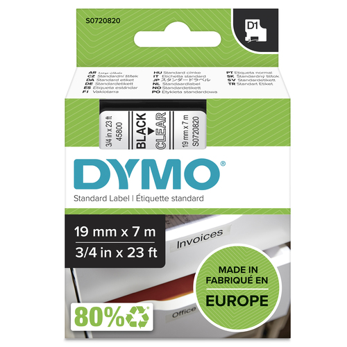 DY D1 19MMX7M BLK/CLR TAPE