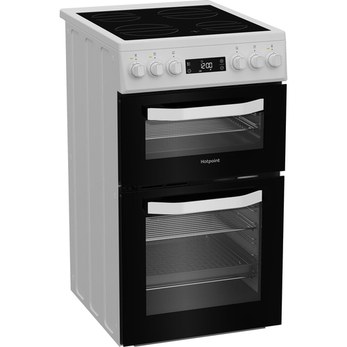 Hotpoint HDE5VDCW 50cm Wide Double Oven Electric Cooker with Ceramic Hob - White - A/A Rated, White - image 3