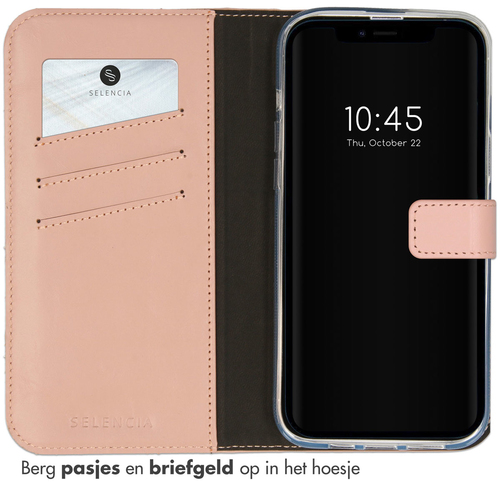 Selencia Echt Lederen Bookcase iPhone 14 - Dusty Pink, afbeelding 3