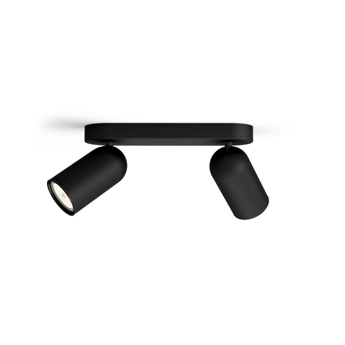 Philips Opbouwspot Pongee - Zwart - 24cm - 2xgu10