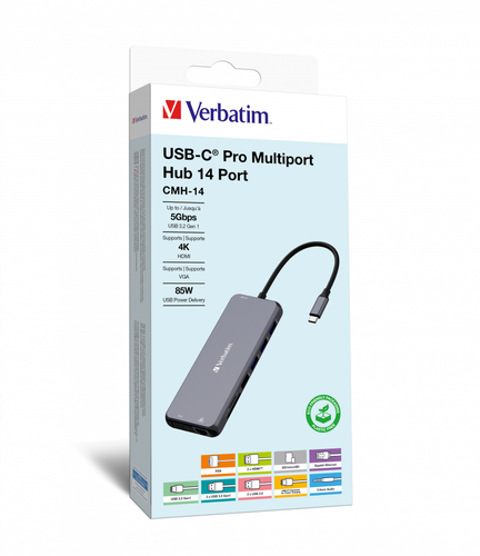 Hub Verbatim USB C Pro Multipuerto Hub 14 Port CMH 14  32154 - 32154