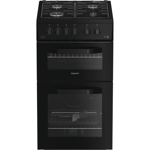 Hotpoint HTG5GCB 50cm wide Single Oven Gas Cooker - Black - A+/A Rated, Black - image 1