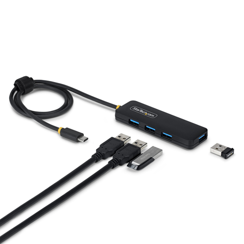 4-PORT USB-C HUB, 5GBPS, BUS POWERED, USB-C TO 4X USB-A MINI HUB, EXTRA LONG 2FT