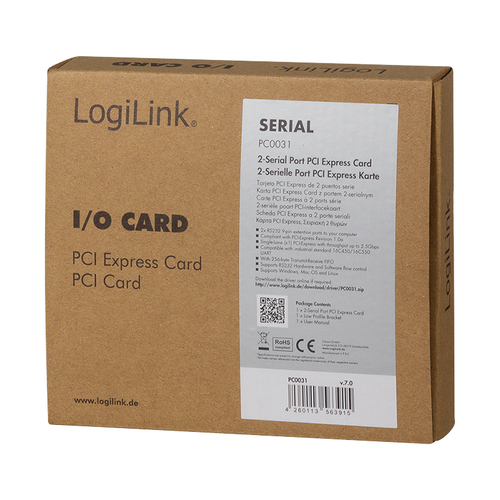 LogiLink PC0031 - PCIe Express x1 naar 2x Serieel, afbeelding 5