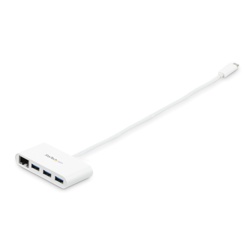 StarTech.com 3-Port USB-C Hub with Gigabit Ethernet - USB-C to 3x USB-A - USB 3.0 Hub - 5Gbps - White – image 3